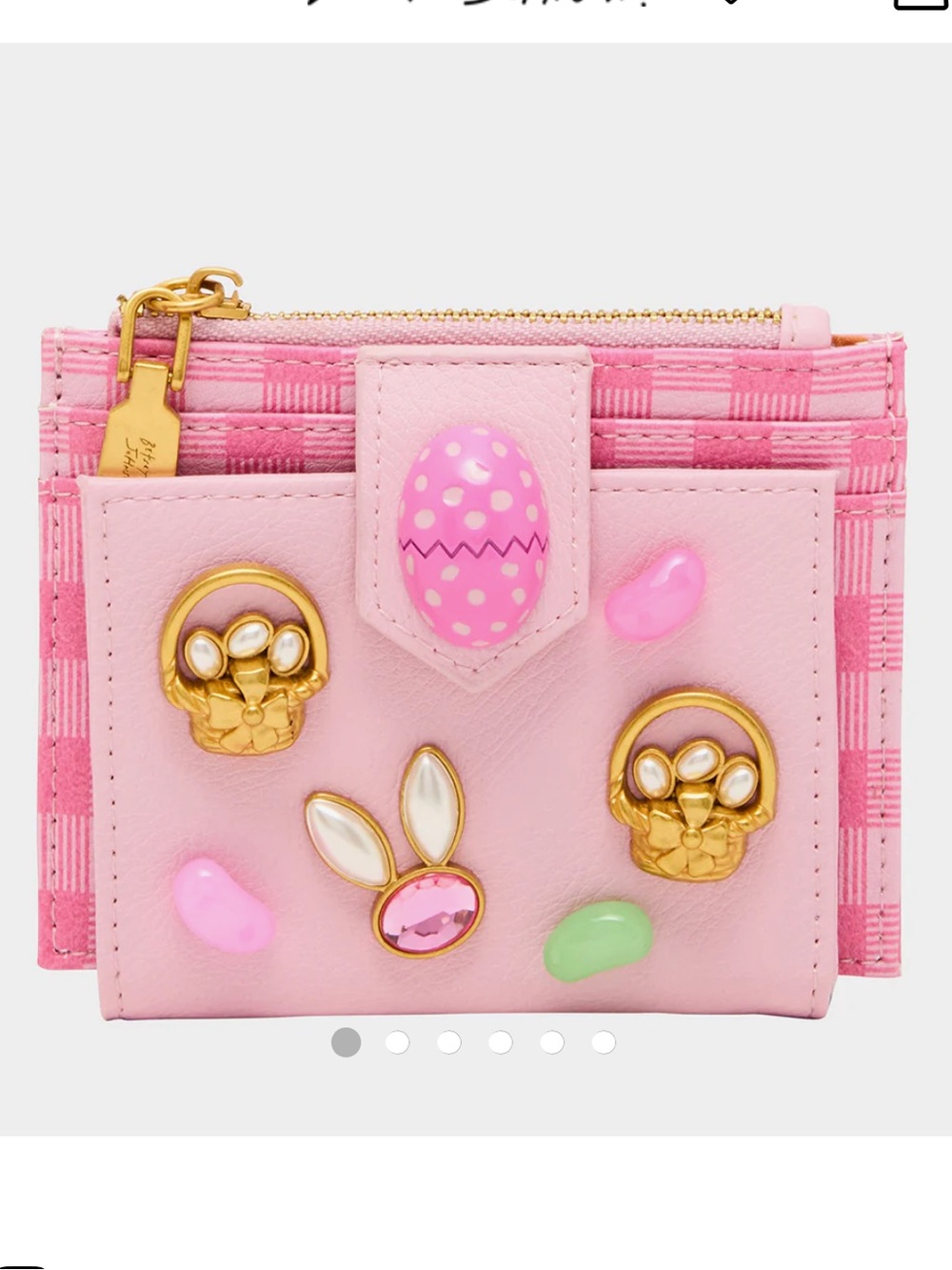 NWT Betsey Johnson Pink Embellished Mini Wallet with Pastel Accents